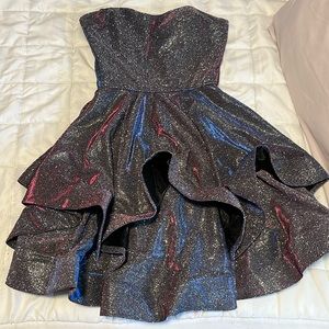 Blondie Nites Silver and Purple Metallic Dress